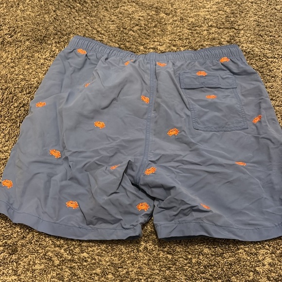 J. McLaughlin Men's Blue Swim Shorts with Orange Accents - large - Picture 4 of 6